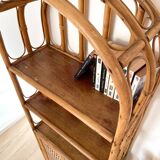 Étagère / Blibliothèque en bambou et rotin - Années 60/70