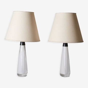 Paire de lampes Carl Fagerlund blanches pour Orrefors, 1960s