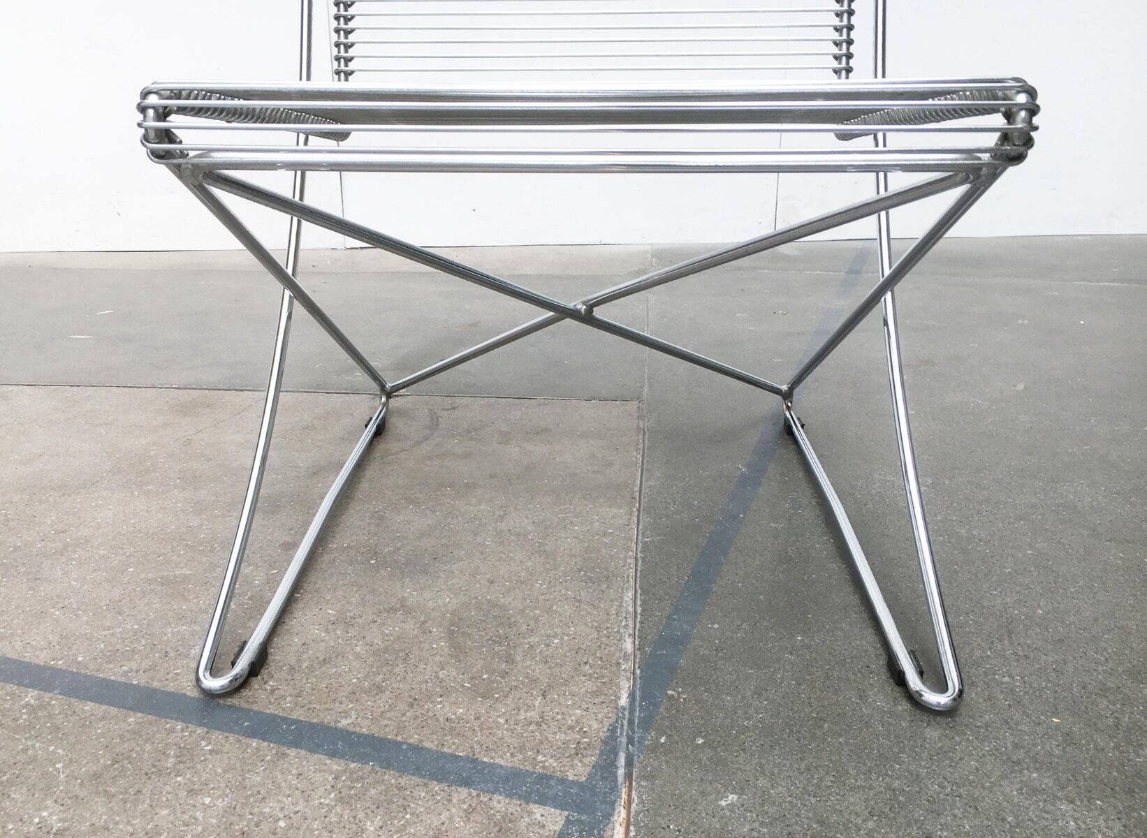 Vintage German Kreuzschwinger lounge chair by Till Behrens for Meyer Stahlmöbel, 1980s.