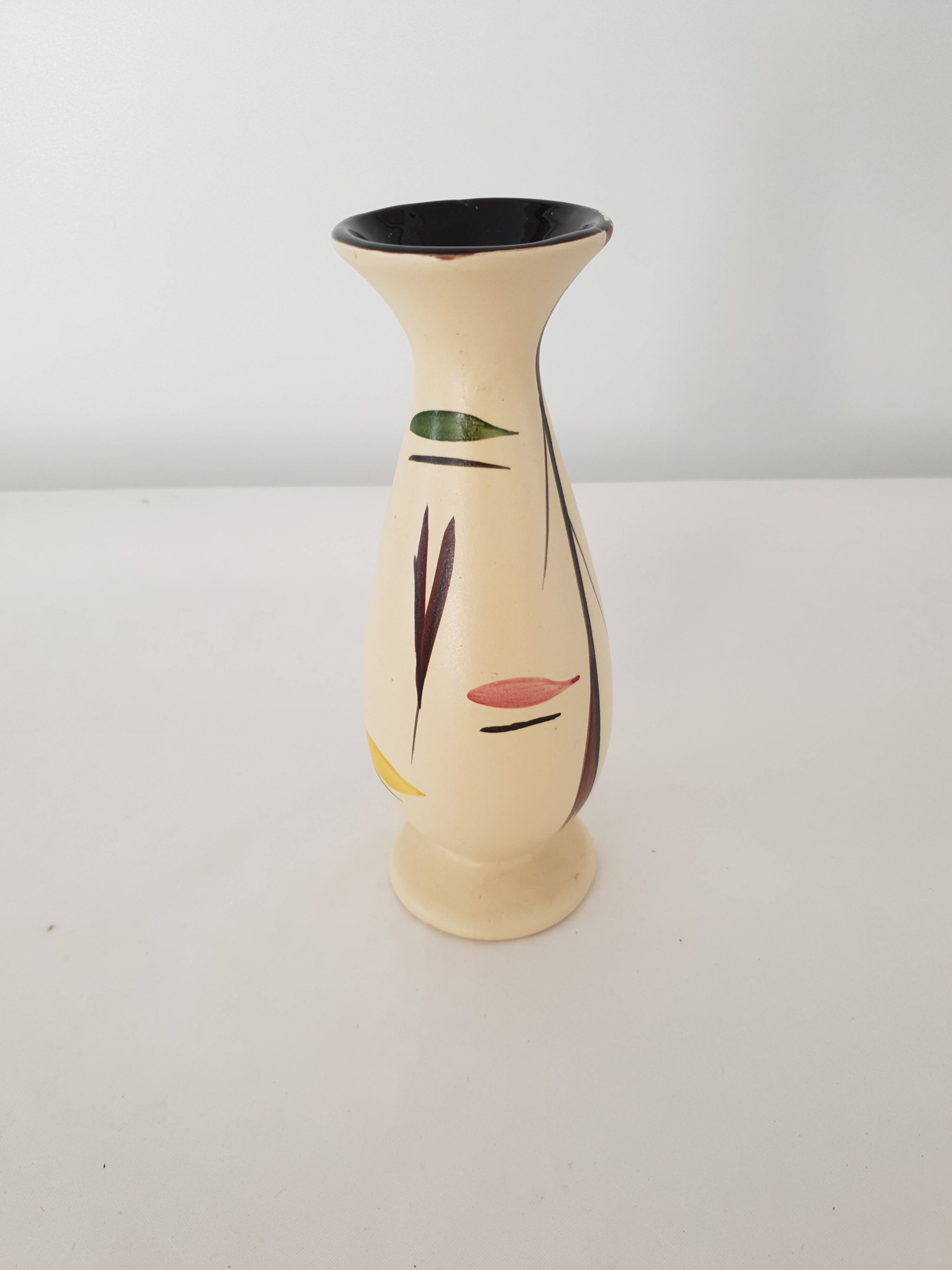 Ceramic vase with geometric shapes decoration signed Martine
