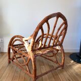 Pair of rattan armchairs 50s