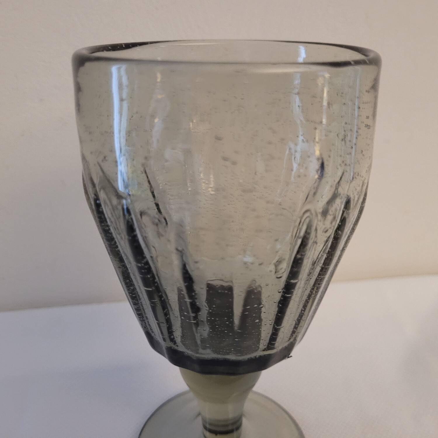 Footed glass La Rochère, 70's bubble glass