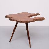 Table d'appoint en ronce organique des années 1950