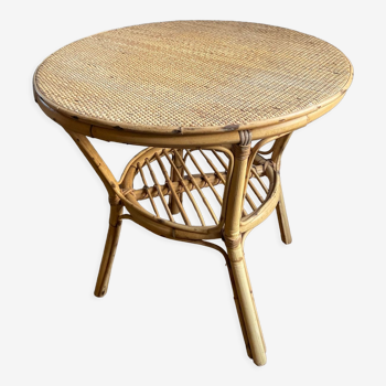 Rattan and bamboo table 60s