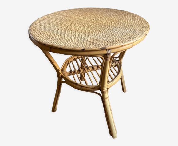 Table rotin et bambou années 60