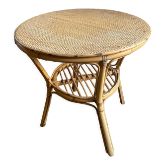 Rattan and bamboo table 60s