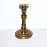 Old candlestick candleholder in gilded bronze, torch with pearl frieze 18cm
