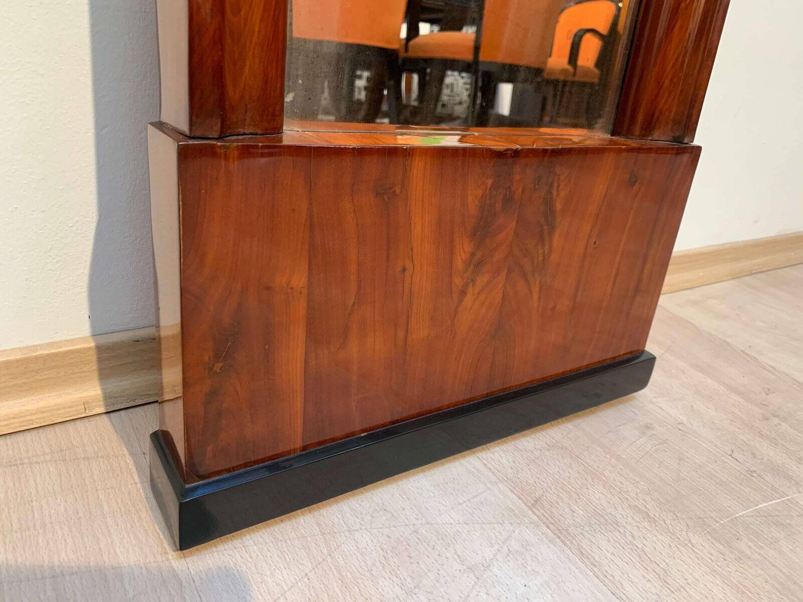 Small Biedermeier Wall Mirror, Cherry Veneer, South Germany, circa 1820