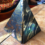 Marbled pyramids art deco bookends