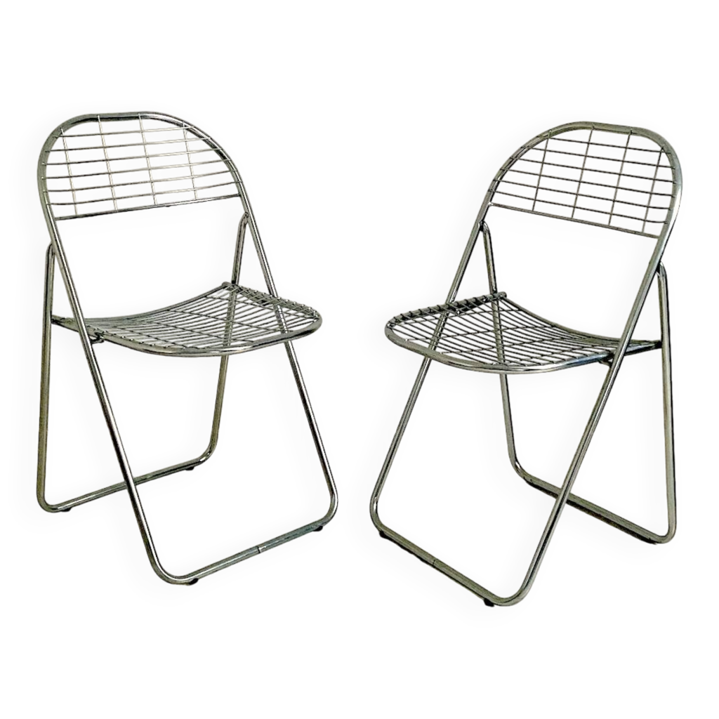 Folding Chair Ikea Aluminum Chairs Pair Of Chrome Metal Folding