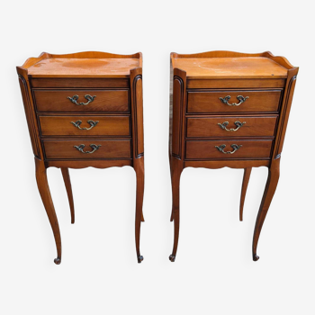 Louis XV style cherry bedside tables