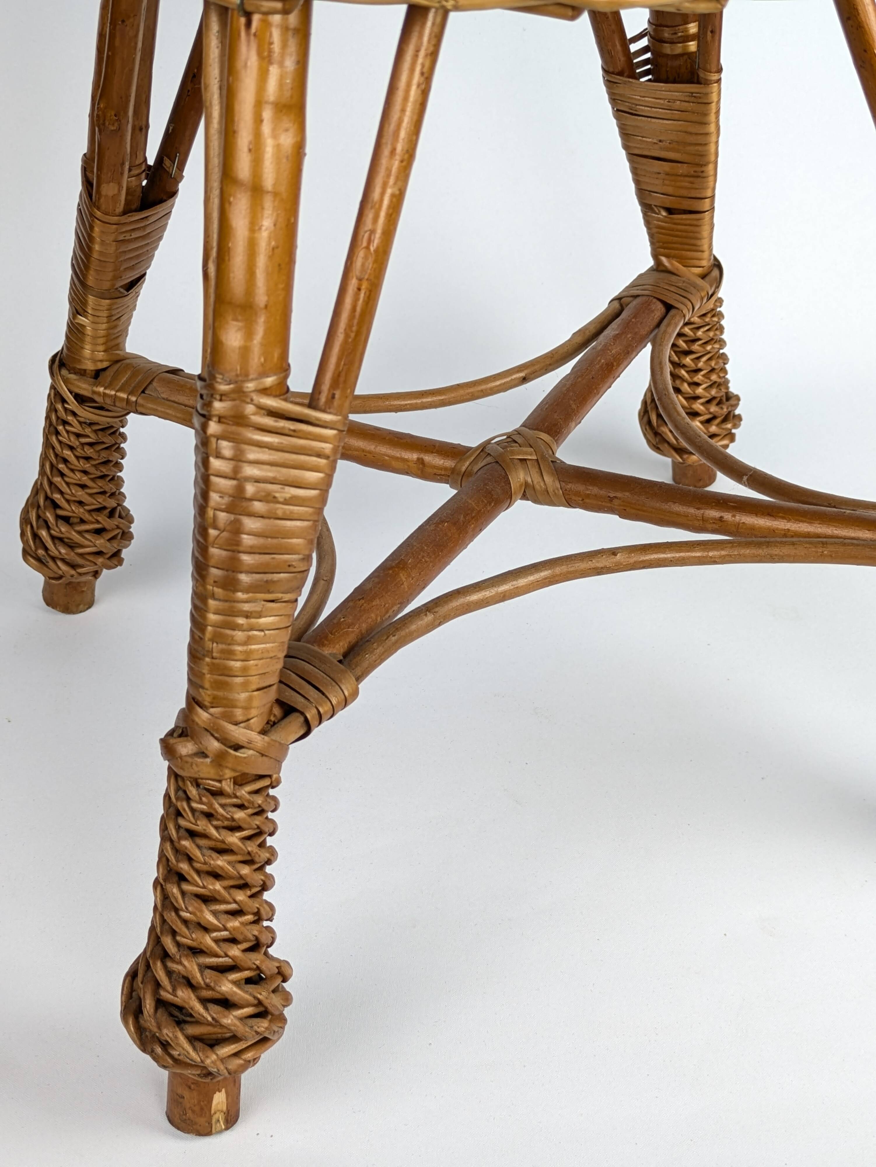 Vintage wicker stool, 1960