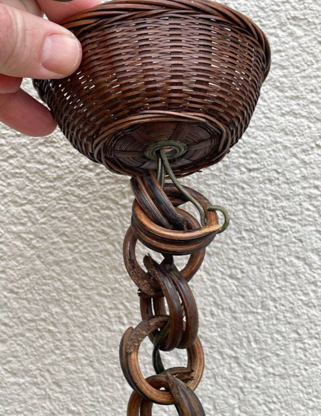 Pair of rattan ceiling lights