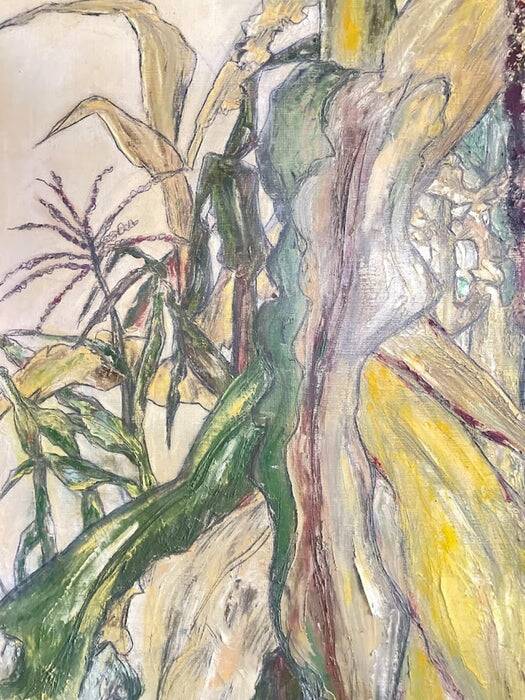 Morokoshi I (Corn I) by Miyazaki Kumiko large Japanese oil painting, 1930-1940