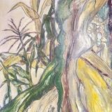 Morokoshi I (Corn I) by Miyazaki Kumiko large Japanese oil painting, 1930-1940