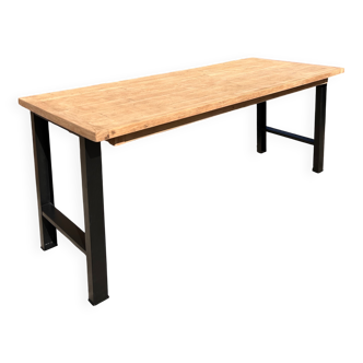 Table haute, îlot en bois et métal