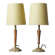 Lampes de table en teck et laiton, années 1960