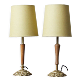 Lampes de table en teck et laiton, années 1960