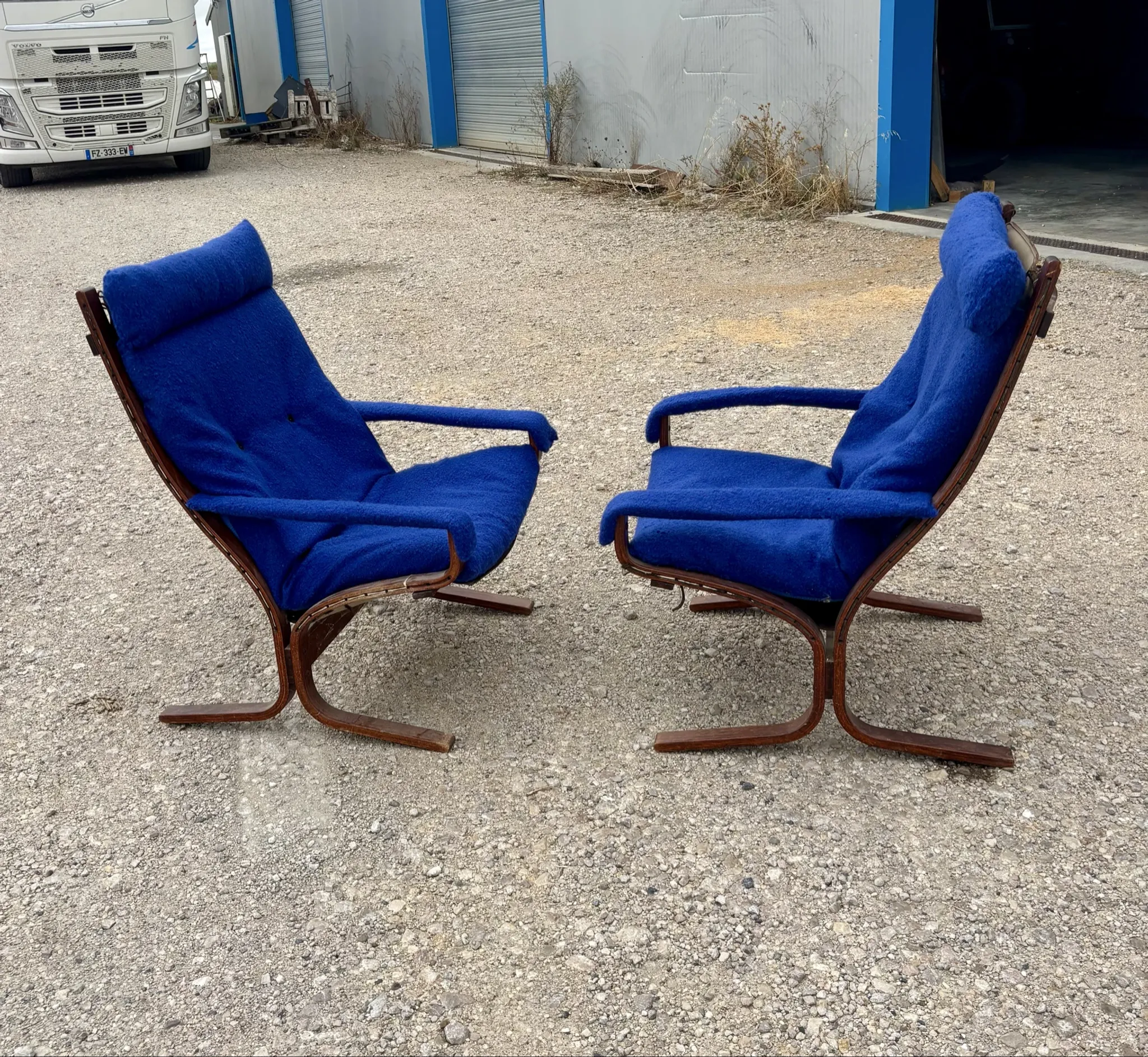 Pair of Siesta armchairs by Ingmar Relling, vintage Scandinavian design.