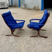Pair of Siesta armchairs by Ingmar Relling, vintage Scandinavian design.