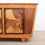 Unique 1950s design marquetry sideboard