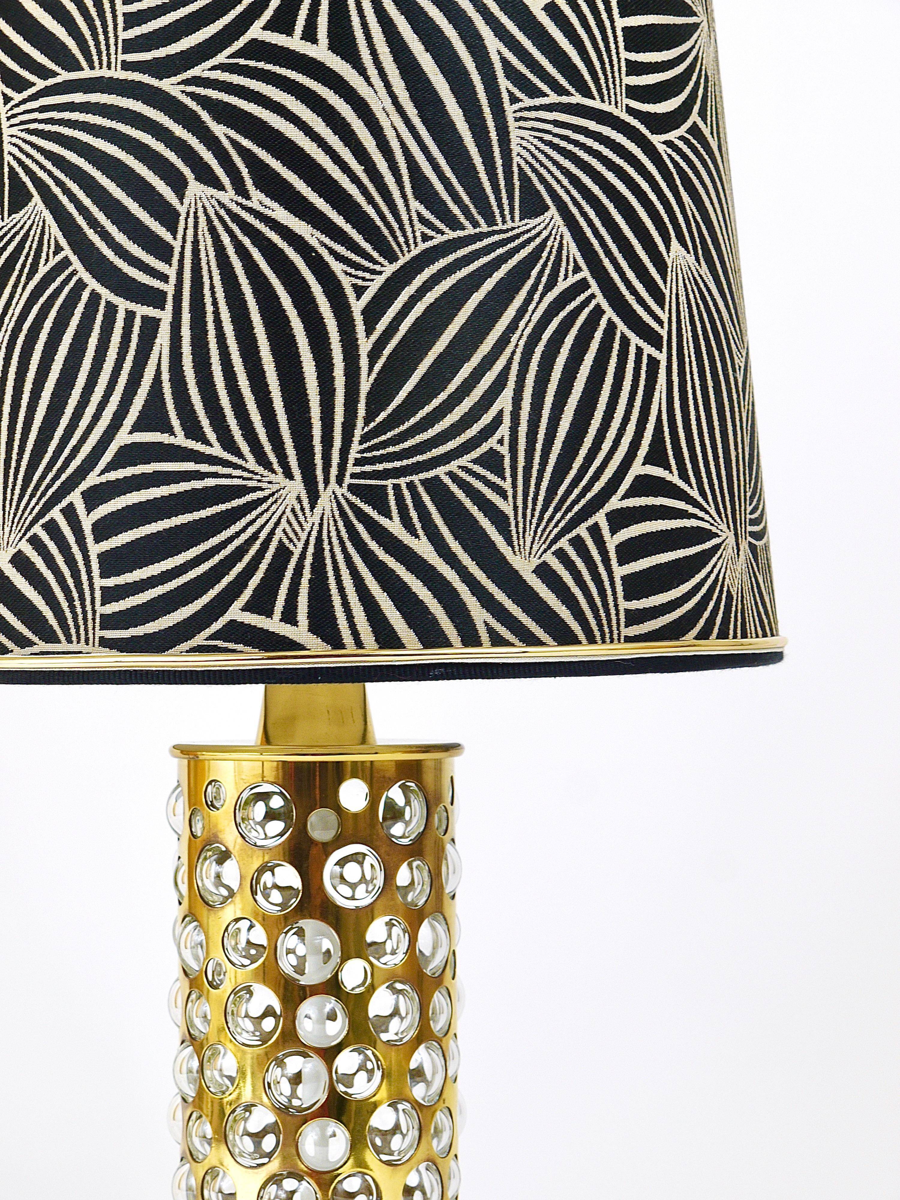 Rupert table lamp by Nikoll mid-century in brass tube and bubble glass, Austria, 1950s.
