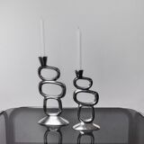 Pair of circle candlesticks by Matthew Hilton, England, 1980