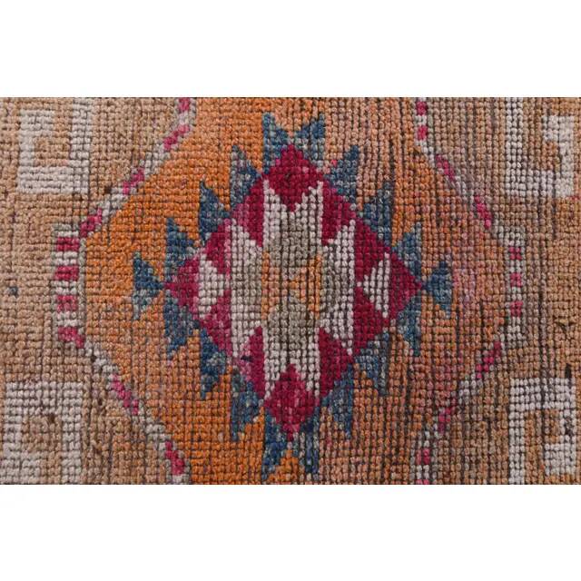 Vintage Turkish Hand-Knotted Wool Cotton Pink Runner Rug 94x358