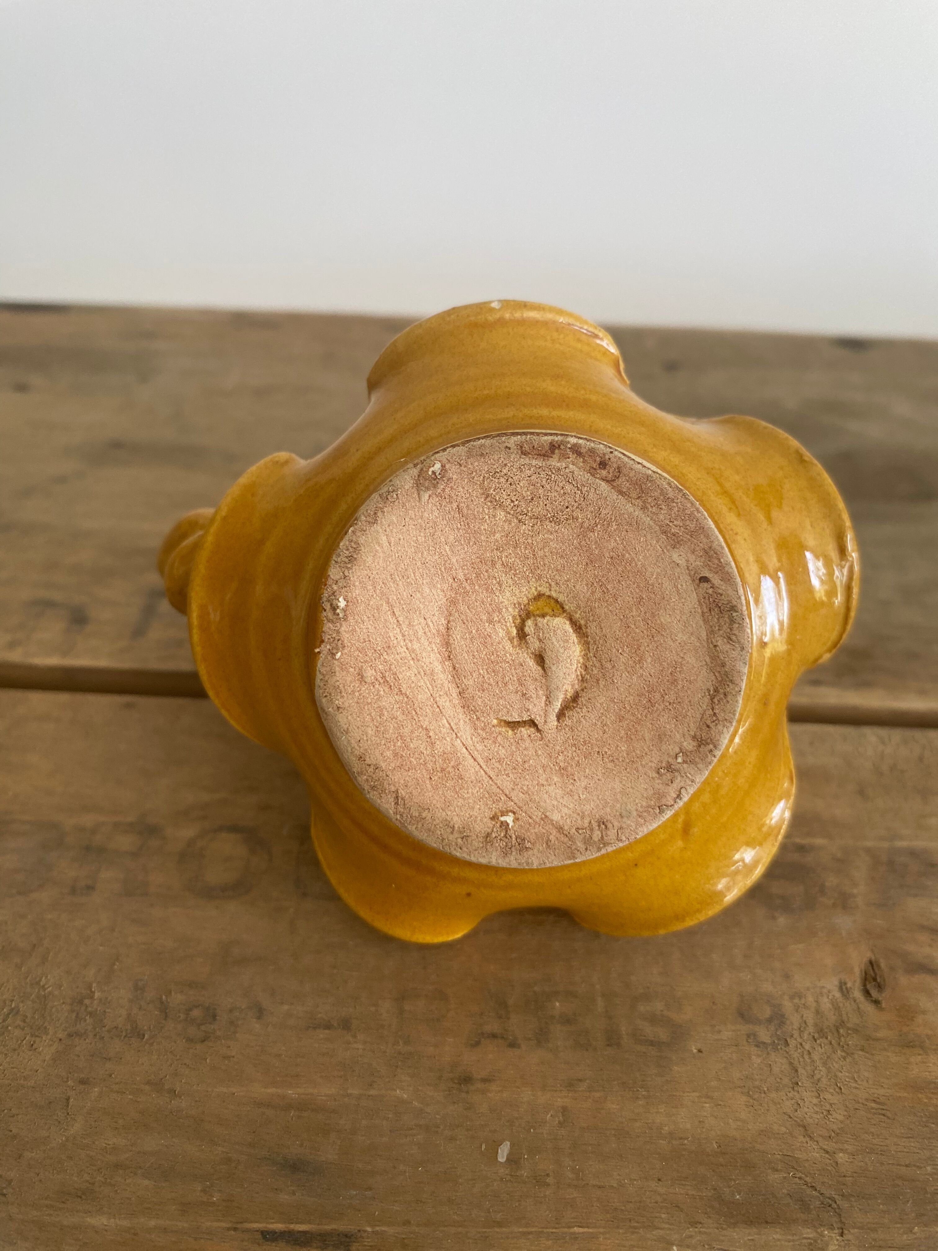 Provencal candle holder in glazed ceramic