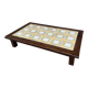 Large vintage 1960s oak and ceramic coffee table.