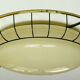 1930s to 50s glass ceiling lamp plafoniere with metal wire and brass frame