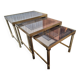 Set of three nesting tables in brass and glass