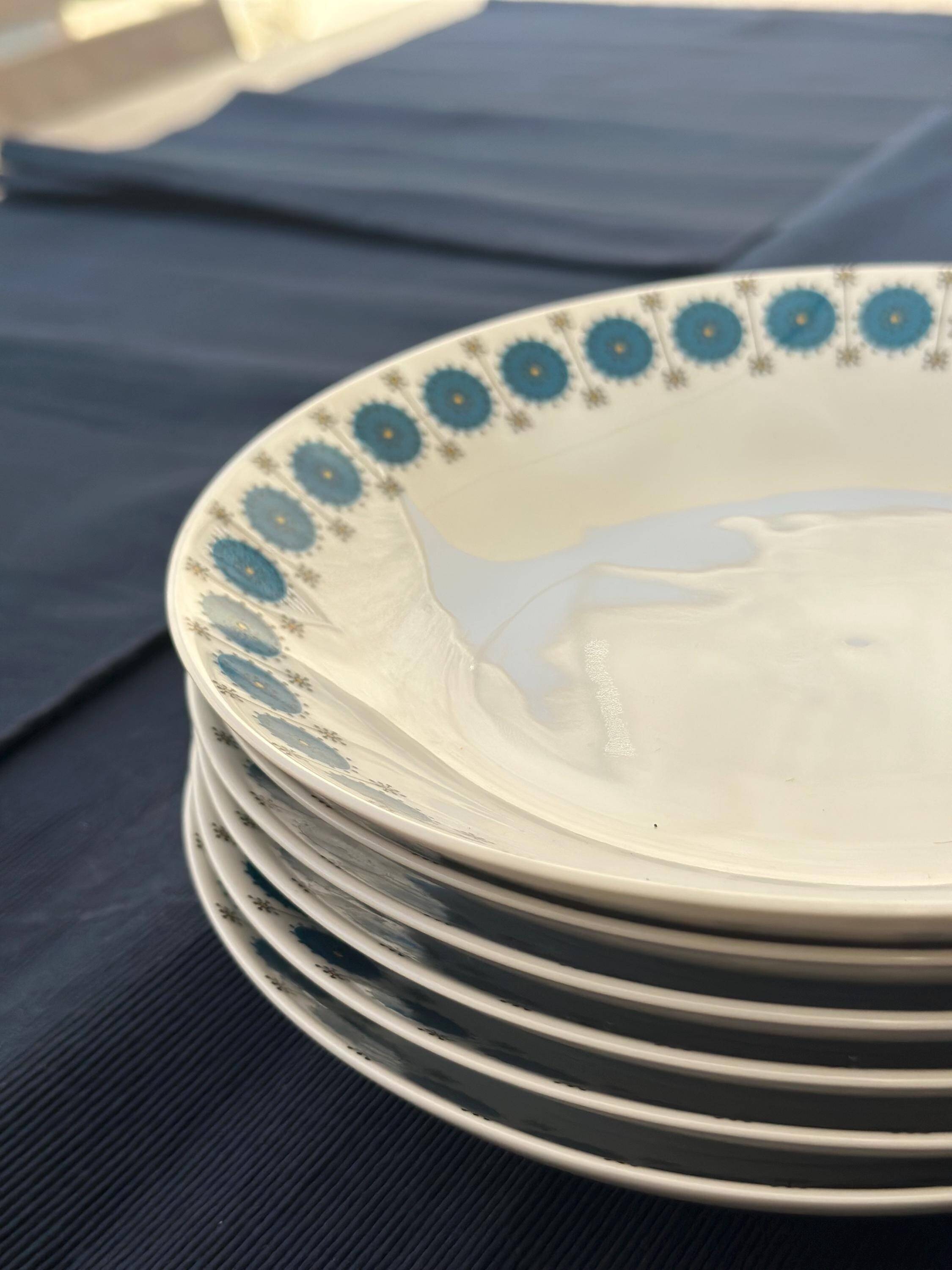 Set of 6 vintage Thomas Germany deep plates – Geometric design year