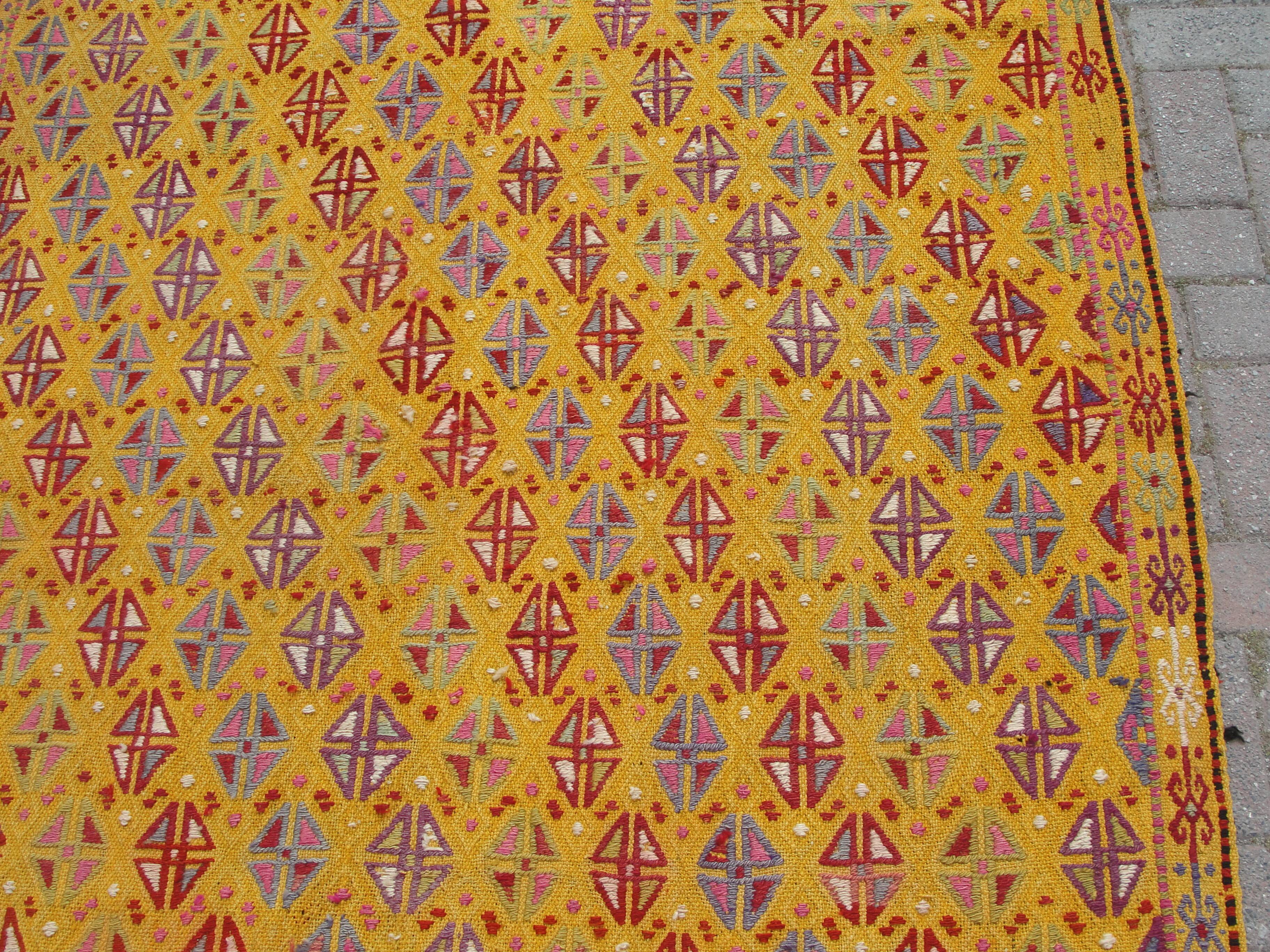 Handmade Yellow area kilim rug