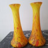 Set de 2 vases anciens en pâte de verre