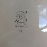 Grand Plat Creux Bleu Former Moulin des Loups St Amand - Marine boat decoration - stencil painted