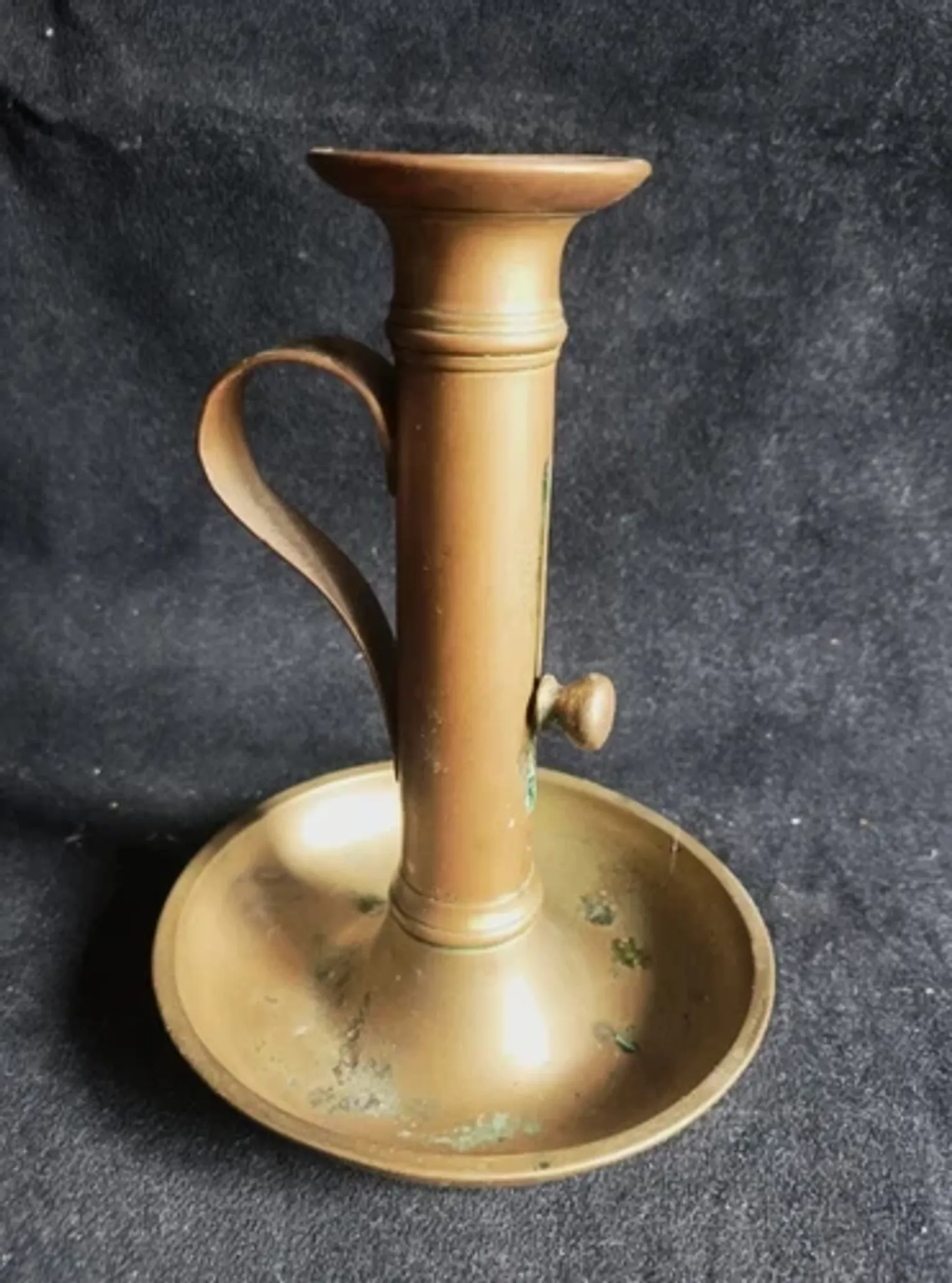 Set of 3 antique push-button bronze candlesticks from the Napoleonic III era.