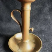 Set of 3 antique push-button bronze candlesticks from the Napoleonic III era.