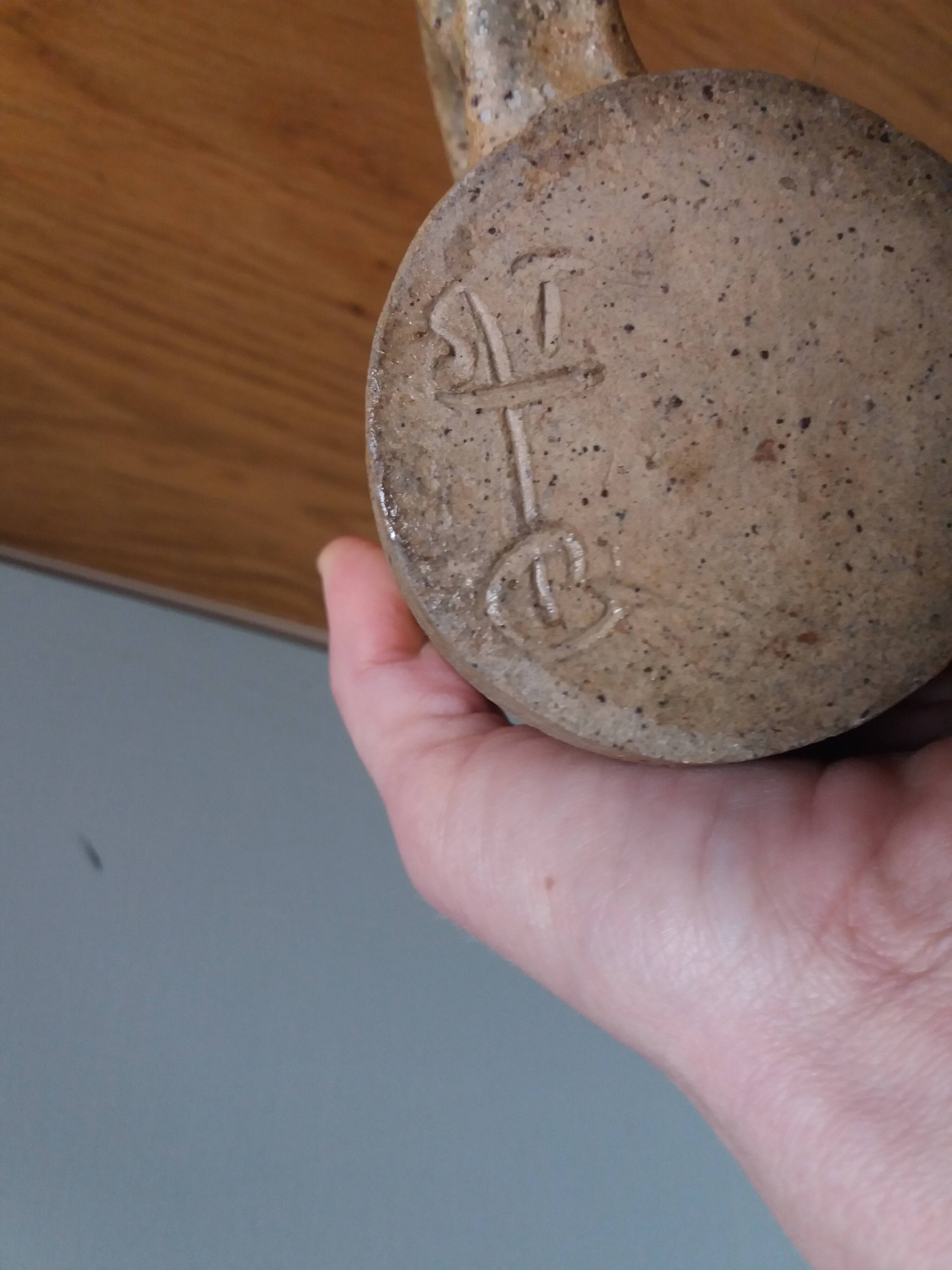 Brutalist vase pitcher signed in stoneware