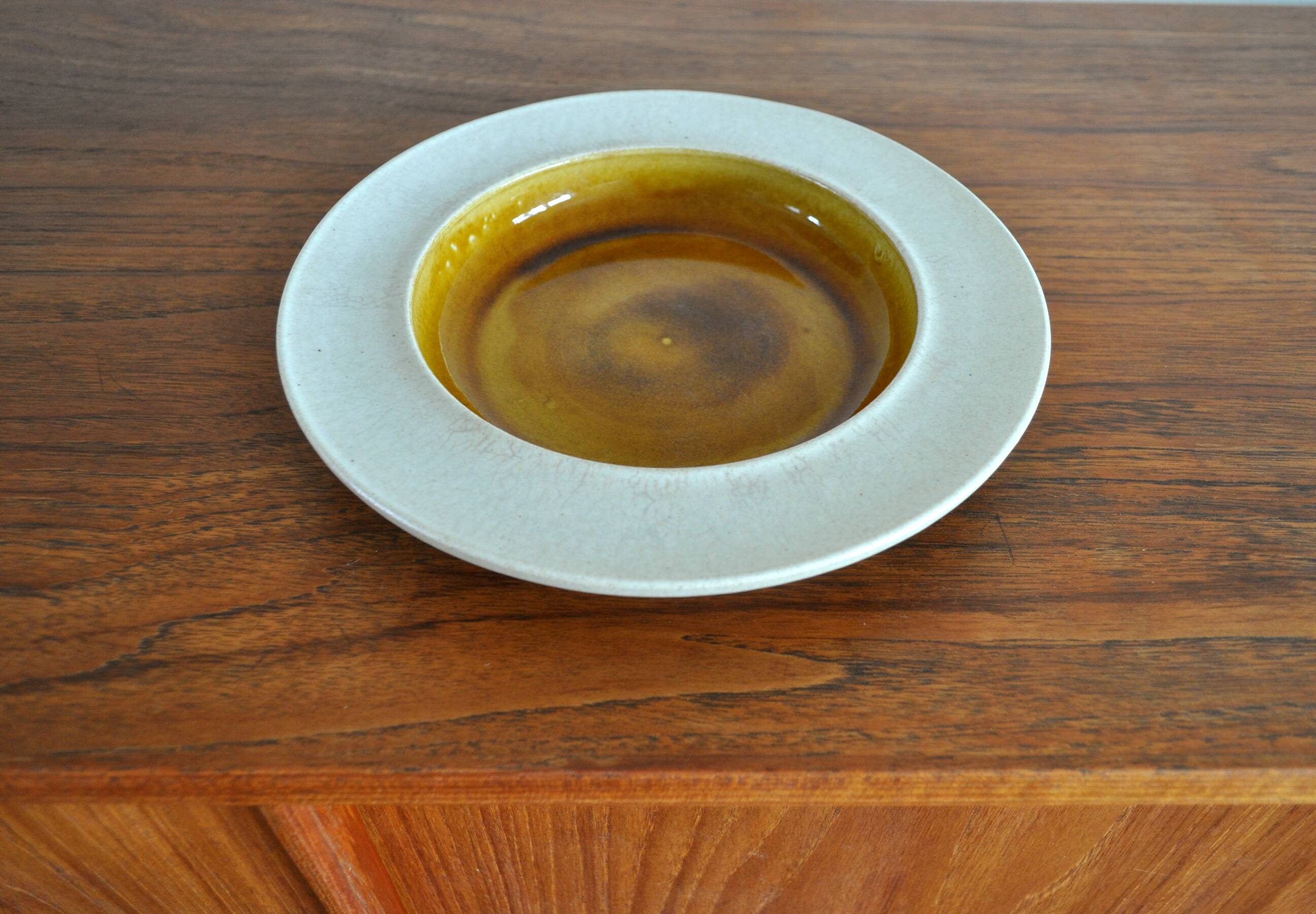 Golden Ochre Ceramic Dish by Kähler, Denmark 1950s