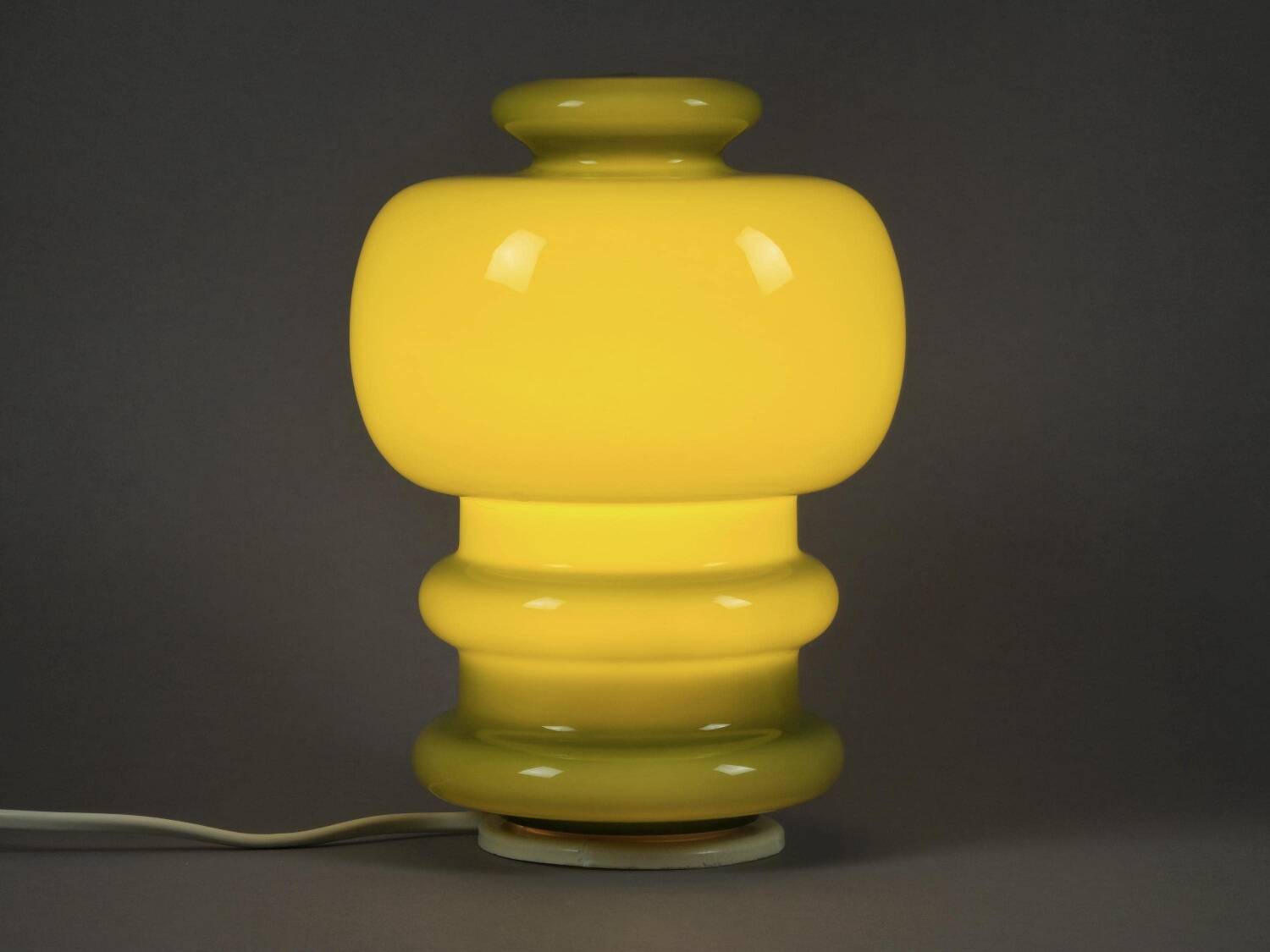 Vintage 1970s Green Cased-Glass Mushroom Lamp From Sweden.