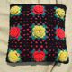 Wool cushion with vintage crochet