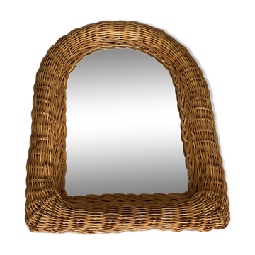 Miroir rotin tressé vintage 1970