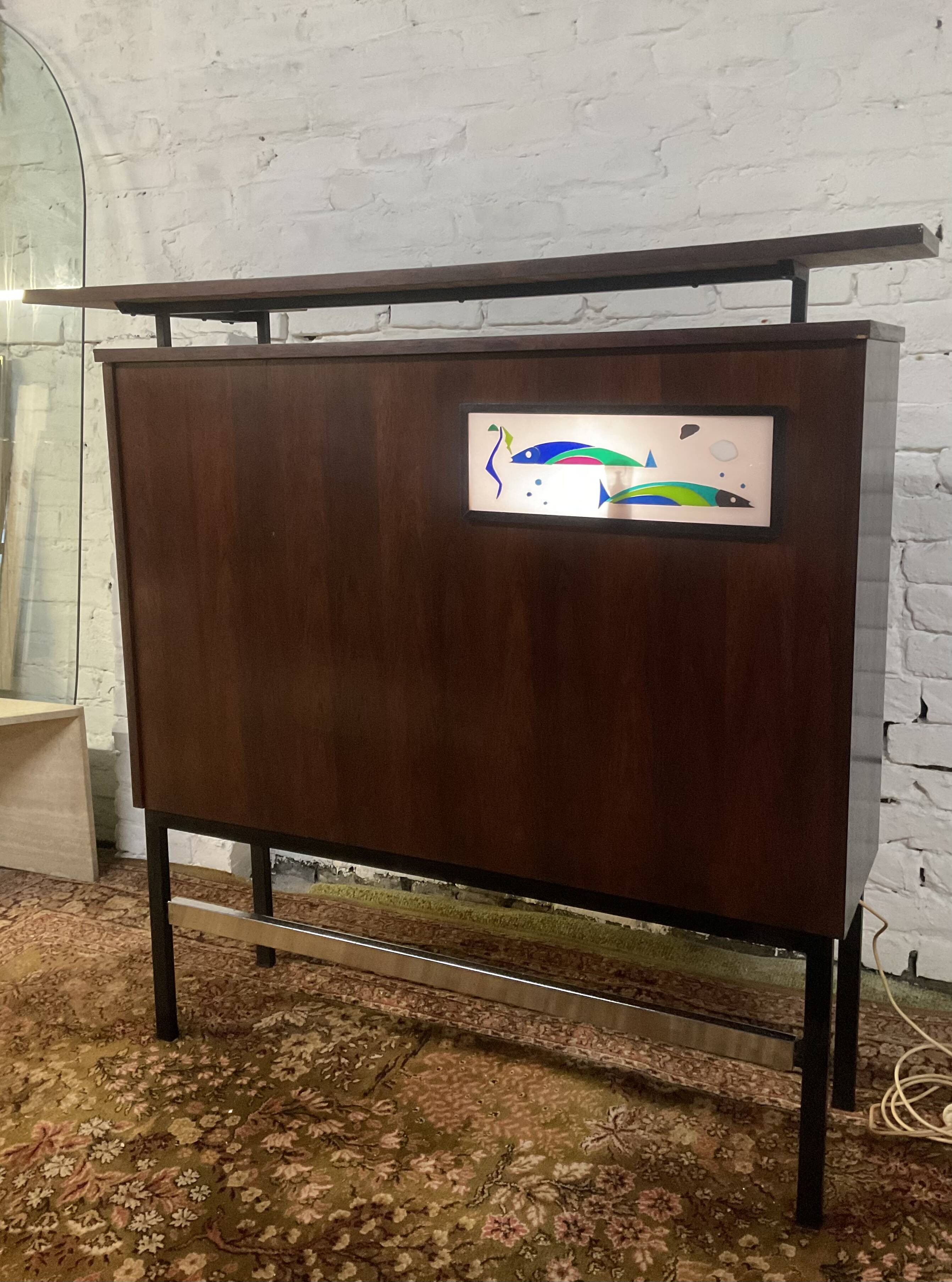 Vintage rosewood bar by Metalform from the 60s
