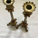 Old pair of bronze candlesticks