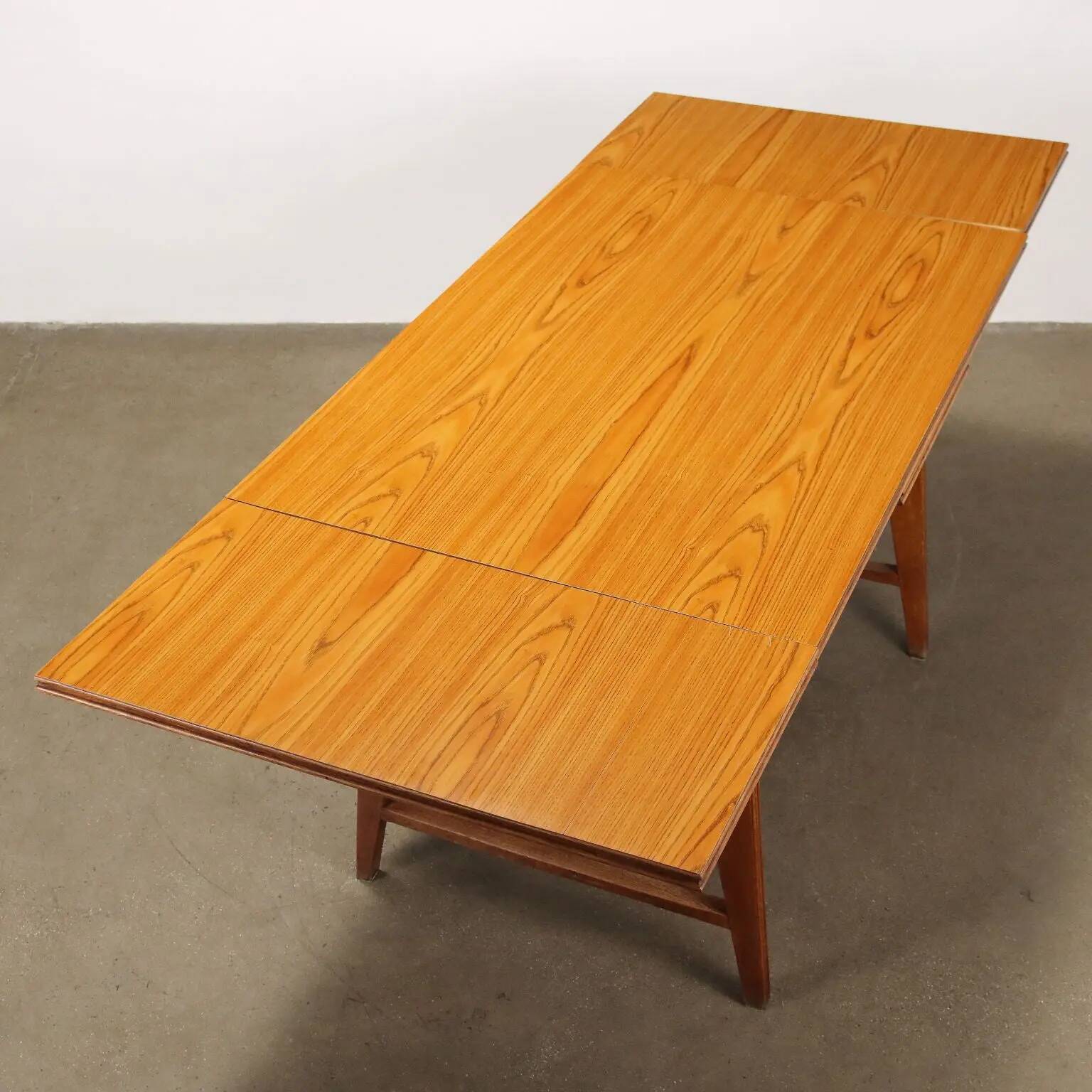 Extendable vintage oak table with laminate top, Italy, 1950s