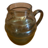 Antique Art Deco Pitcher Smoked Molded Glass Vintage Kitchen #C604