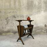 Wooden vintage magazine rack, shelf