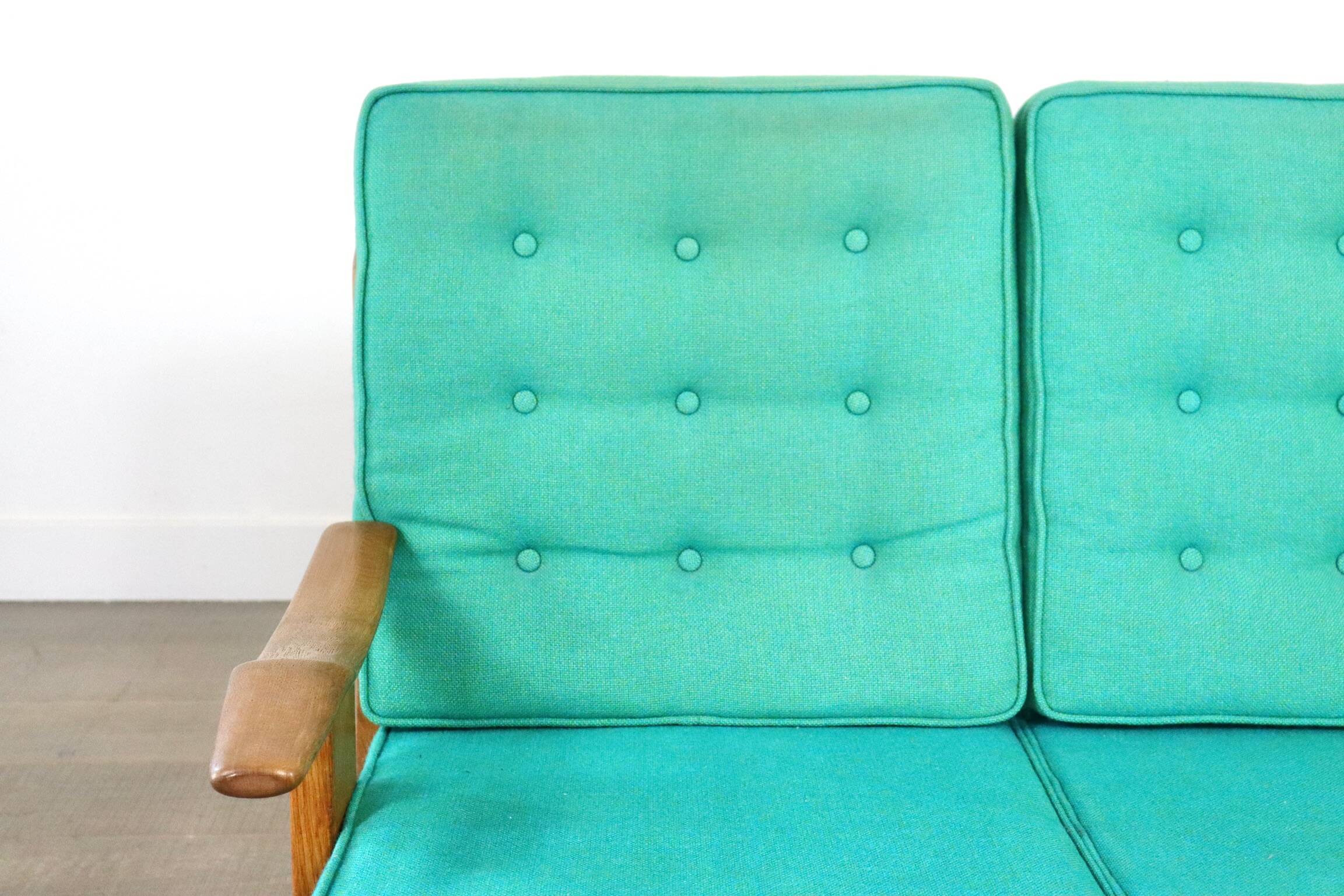 Rare Guillerme & Chambron Solid Oak Sofa, France 1960s