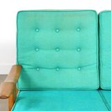 Rare Guillerme & Chambron Solid Oak Sofa, France 1960s